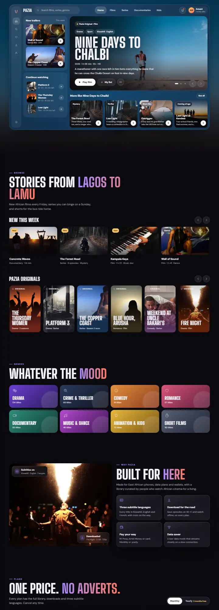 Screenshot of the Pazia concept site